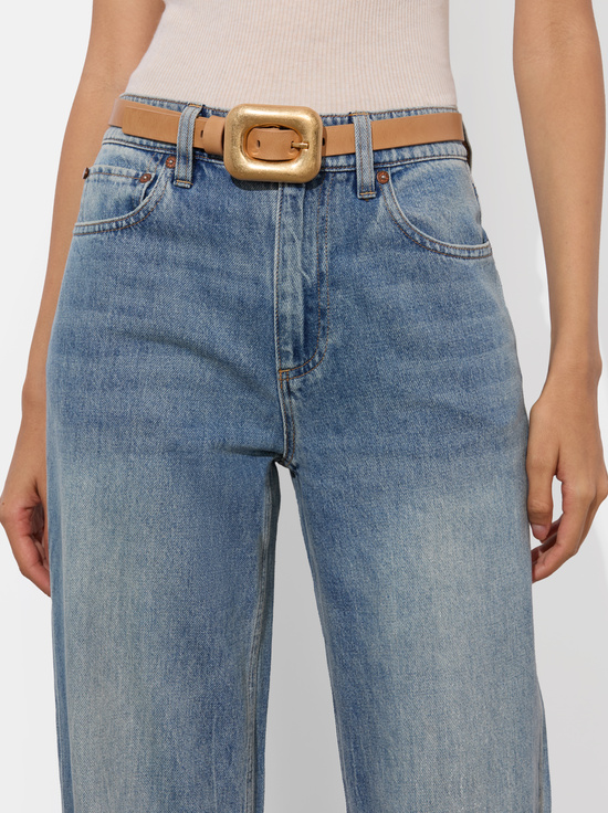 TAN/GOLD-LETTY BUCKLE BELT