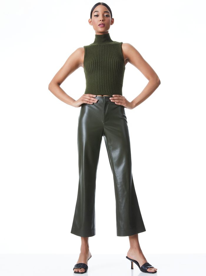 LORINDA VEGAN LEATHER PANT - OLIVE image 2 - Alice And Olivia