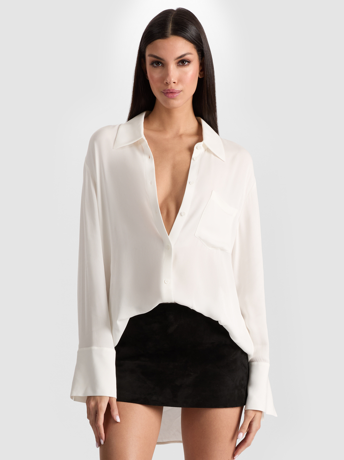 FINELY OVERSIZED BUTTON DOWN - OFF WHITE - Alice And Olivia