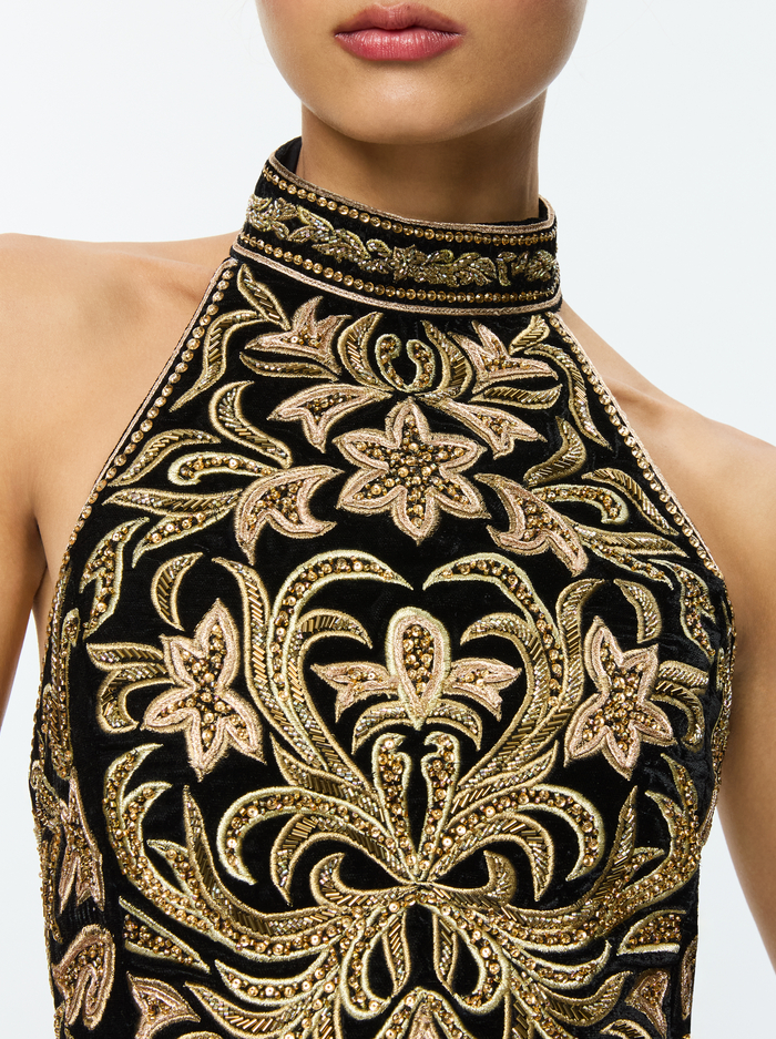 GATZ EMBELLISHED TOP - BLACK/GOLD image 4 - Alice And Olivia