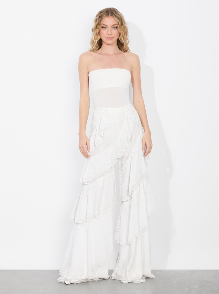 LOTUS LACE RUFFLE PANT - OFF WHITE image 1 - Alice And Olivia