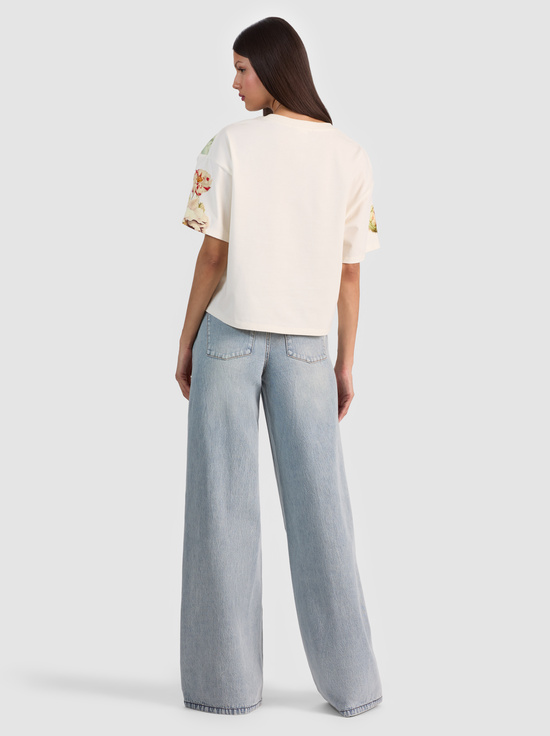 ECRU/MULTI-EVAN APPLIQUE OVERSIZED TEE