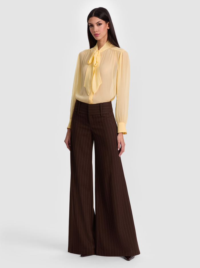OLIVIA WIDE LEG PANT - DARK CHOCOLATE/OFF WHITE image 1 - ALICE + OLIVIA
