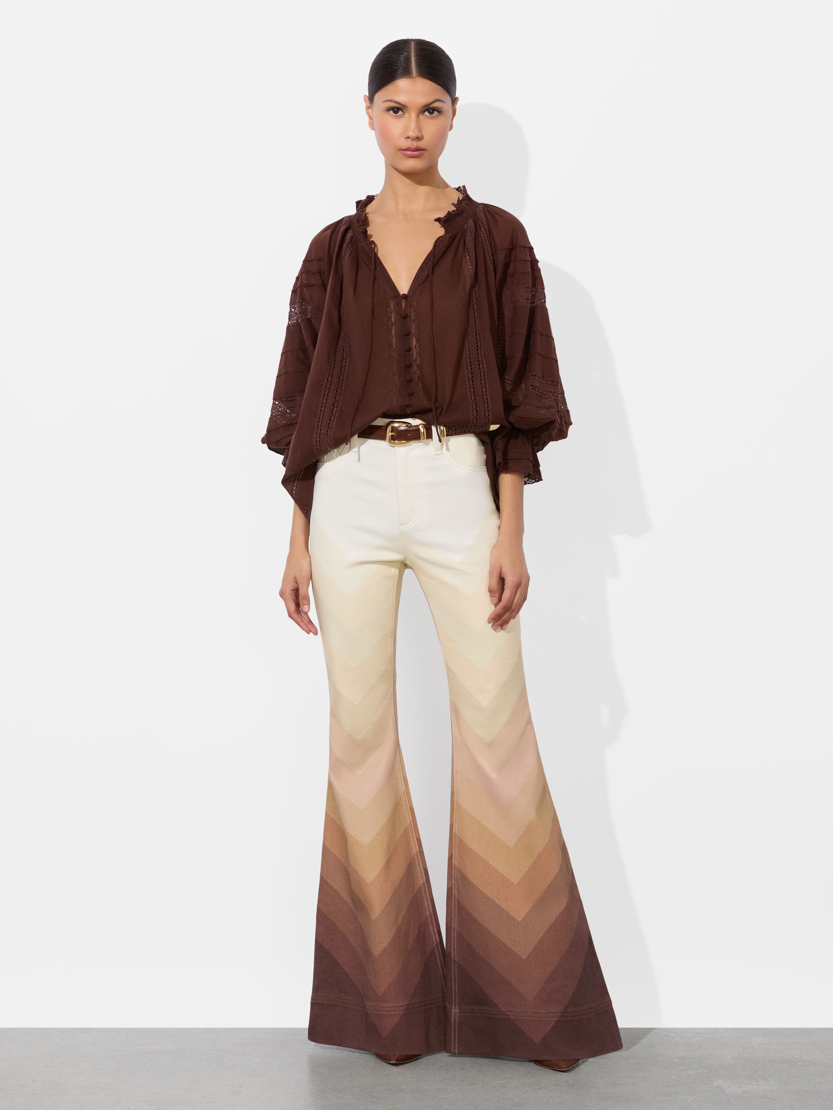 apolina × misha & puff Josephine Blouse Josephine Blouse In Mocha | Alice + Olivia