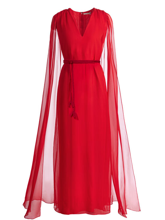 BRIGHT RUBY-ZENAIDA MAXI CAPE DRESS