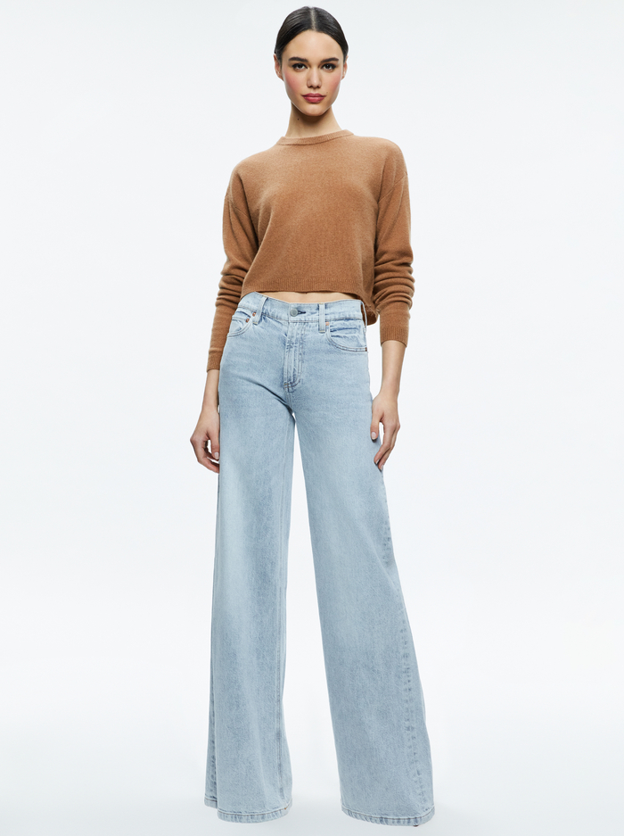 SHERRELL CASHMERE CREW NECK PULLOVER - CAMEL image 1 - Alice And Olivia