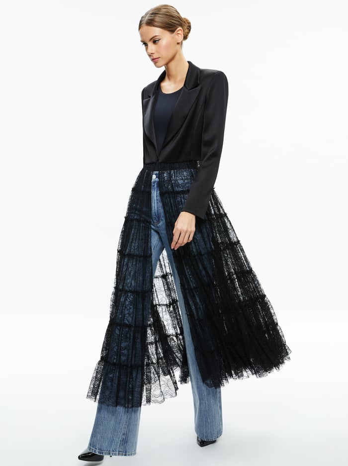 EVERLY DRAMA LACE MAXI BLAZER - BLACK image 2 - Alice And Olivia