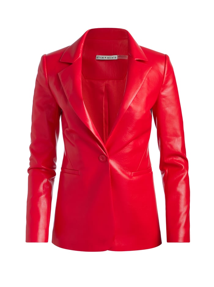 MACEY VEGAN BLAZER - BRIGHT RUBY image 5 - Alice And Olivia