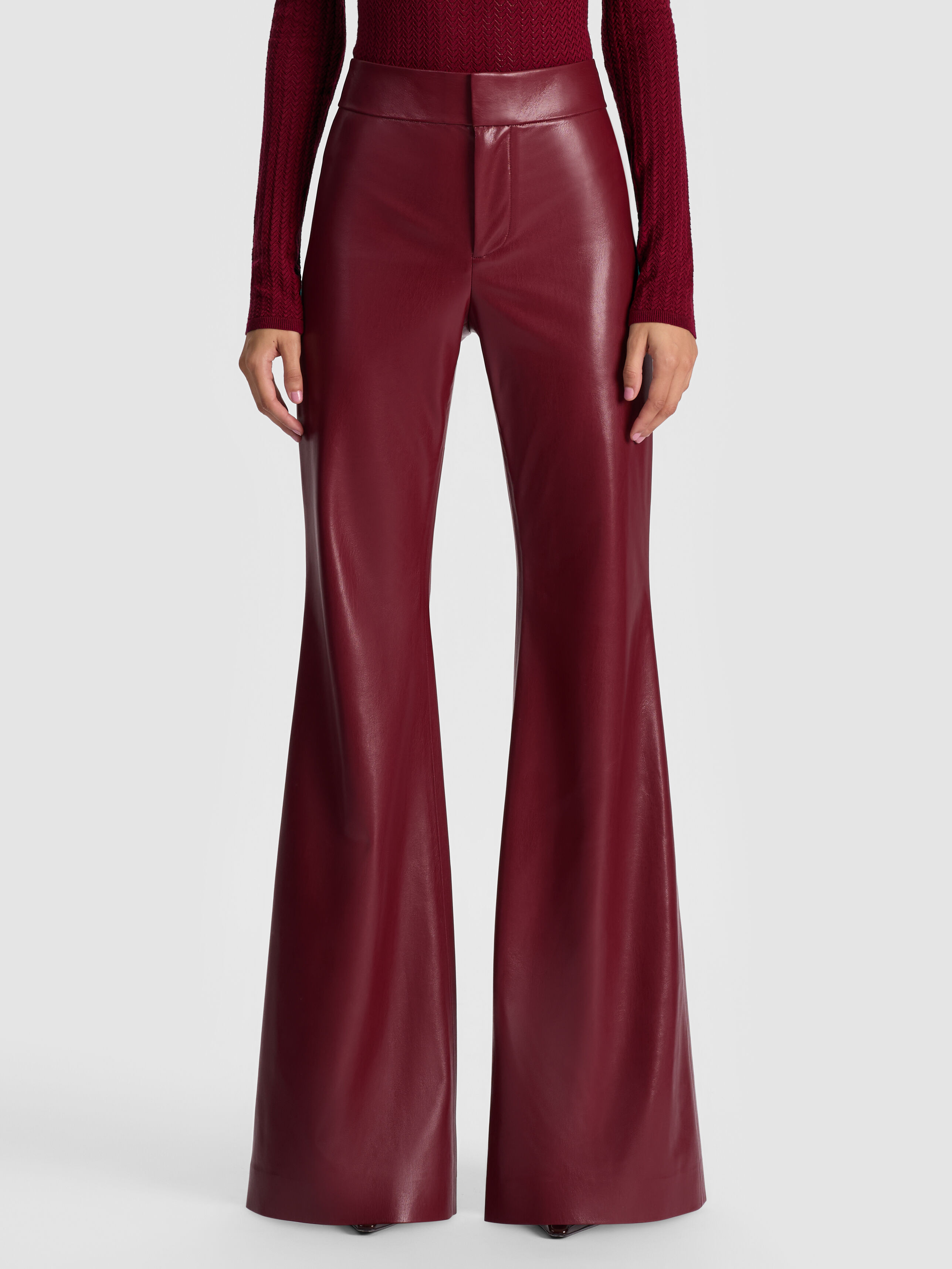 パンツ ovyCottonGabardineBarrackDressTrousers Andrew Vegan Pant In Oxblood | Alice + Olivia