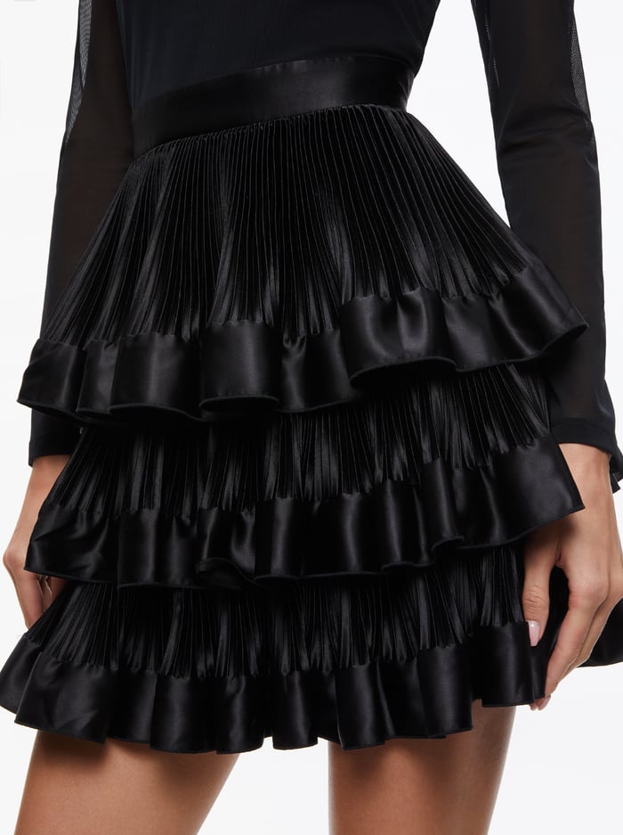 CHARA TIERED RUFFLE MINI DRESS - BLACK image 3 - Alice And Olivia