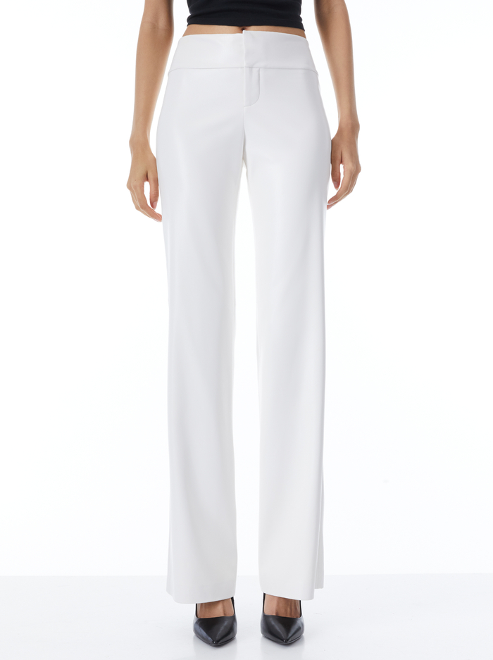OLIVIA VEGAN LEATHER BOOTCUT PANT - OFF WHITE - Alice And Olivia