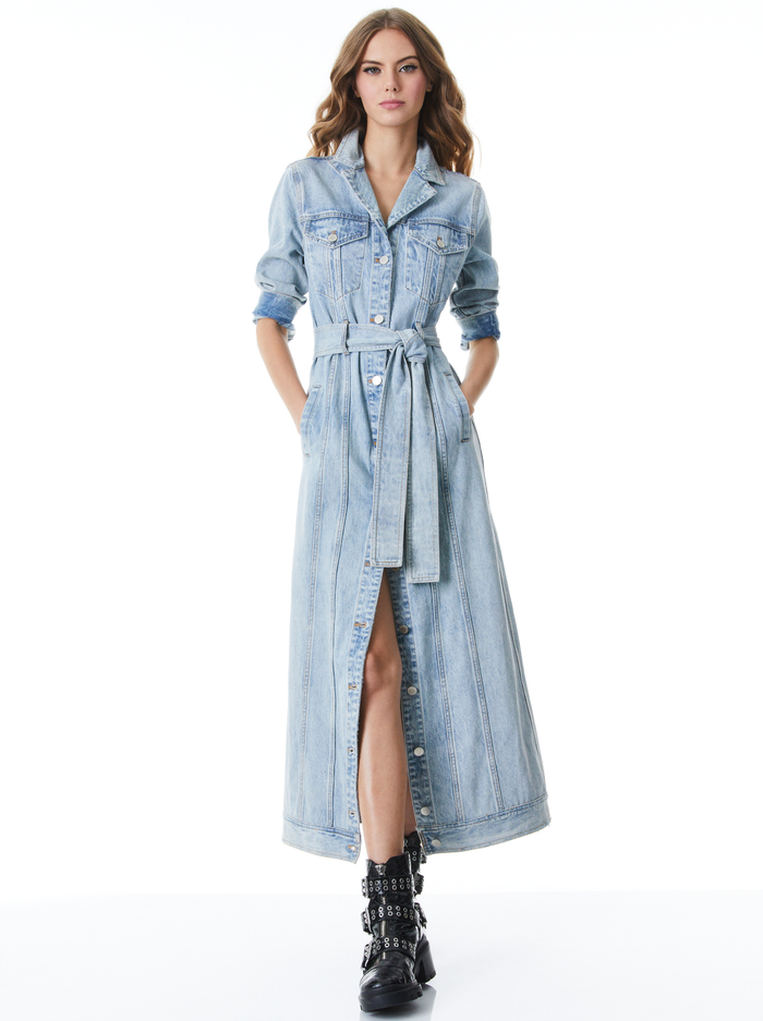 DAREN MAXI DENIM JACKET - ROCKSTAR BLUE - Alice And Olivia