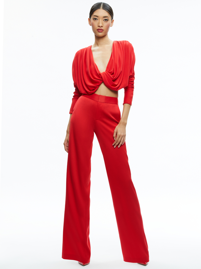 ELDA TWISTED DRAPED CROPPED TOP - BRIGHT RUBY image 2 - Alice And Olivia