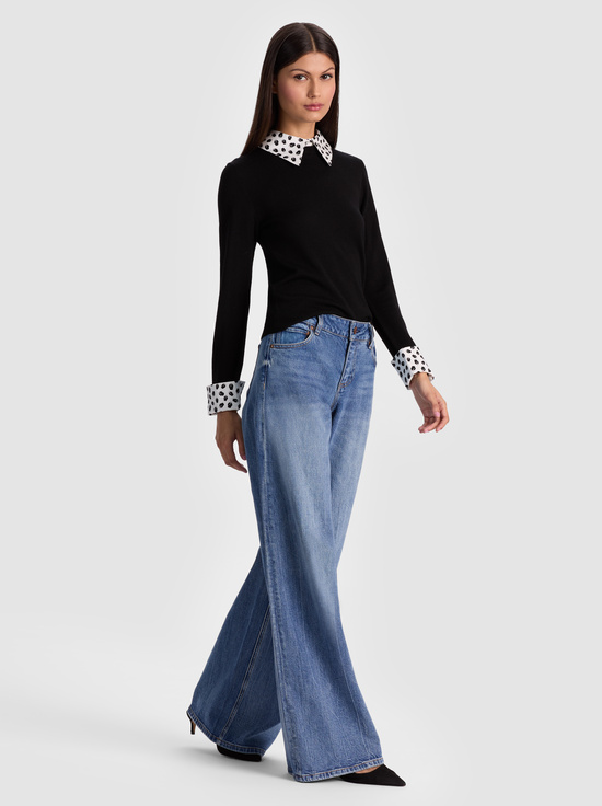 BLACK-PORLA STACEFACE COLLARED SWEATER