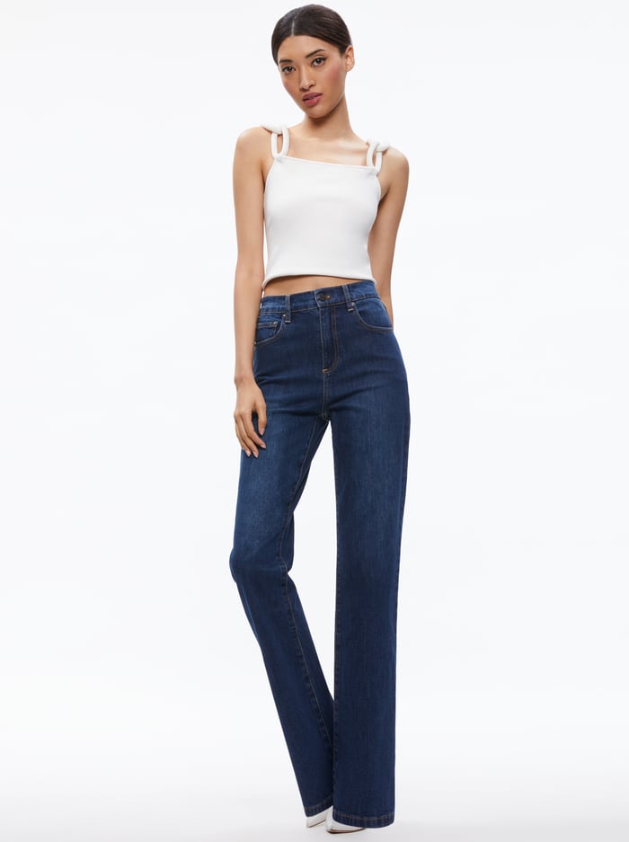 AMAZING HIGH RISE STRAIGHT FULL LENGTH JEAN - LOVE TRAIN image 4 - Alice And Olivia