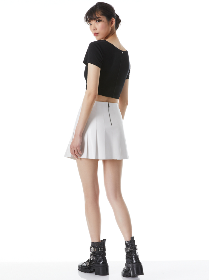 Carter Vegan Leather Mini Skirt In Off White Alice And Olivia