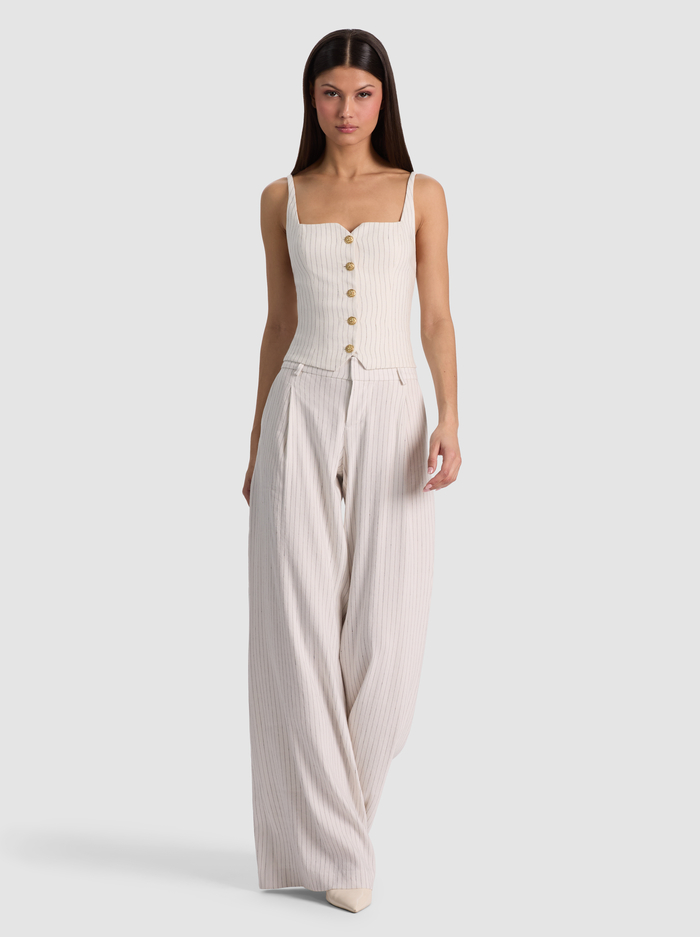 KELCEY LINEN VEST - OFF WHITE/BLACK PINSTRIPE image 1 - ALICE + OLIVIA