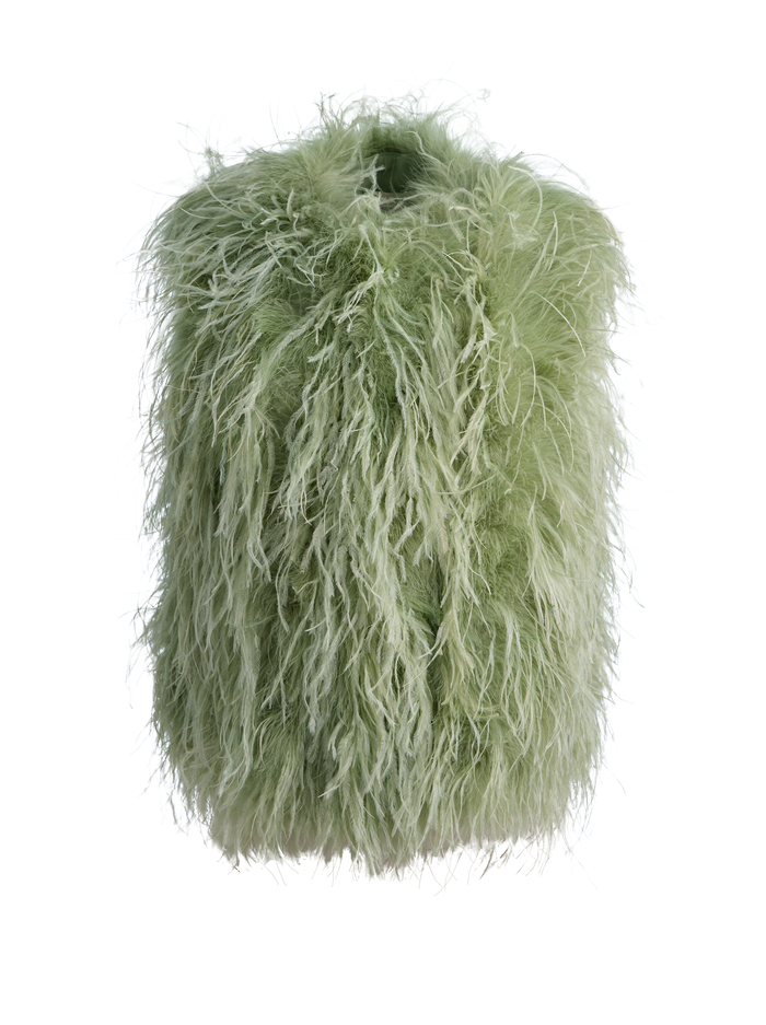 CHANDA SHORT FEATHER VEST - SAGE image 6 - ALICE + OLIVIA