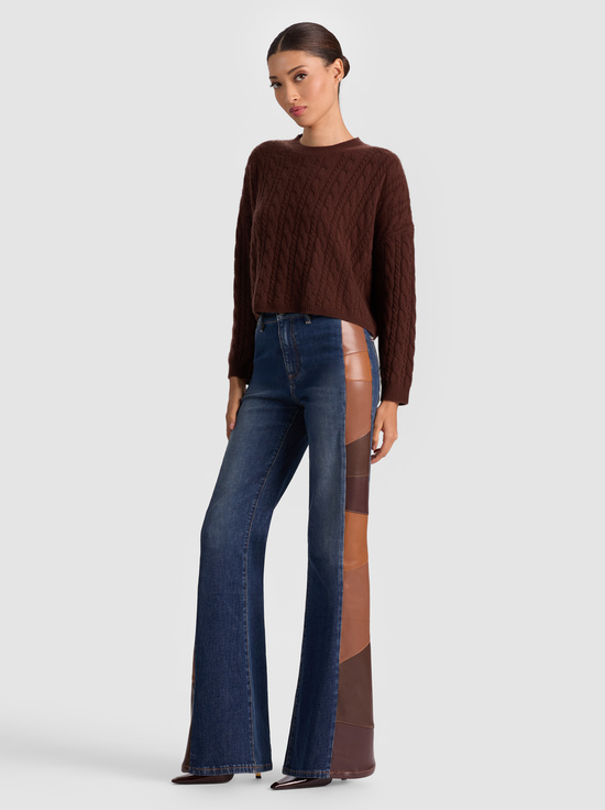 DARK CHOCOLATE-CECILIE CASHMERE CABLEKNIT PULLOVER
