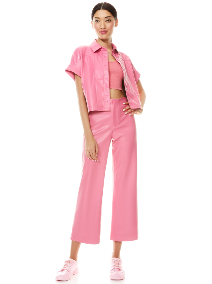 LORINDA VEGAN LEATHER ANKLE PANT - CALYPSO PINK image 6 - Alice And Olivia