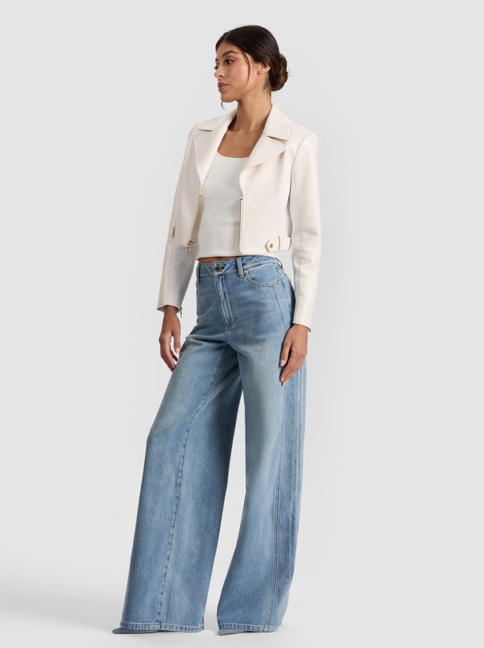 YARDLEY VEGAN LEATHER JACKET - OFF WHITE image 4 - Alice And Olivia