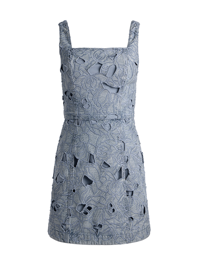 MARYANN LASER-CUT DENIM DRESS - ROCKSTAR BLUE image 5 - ALICE + OLIVIA