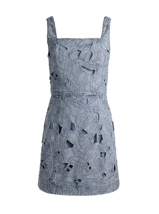 ROCKSTAR BLUE-MARYANN LASER-CUT DENIM DRESS