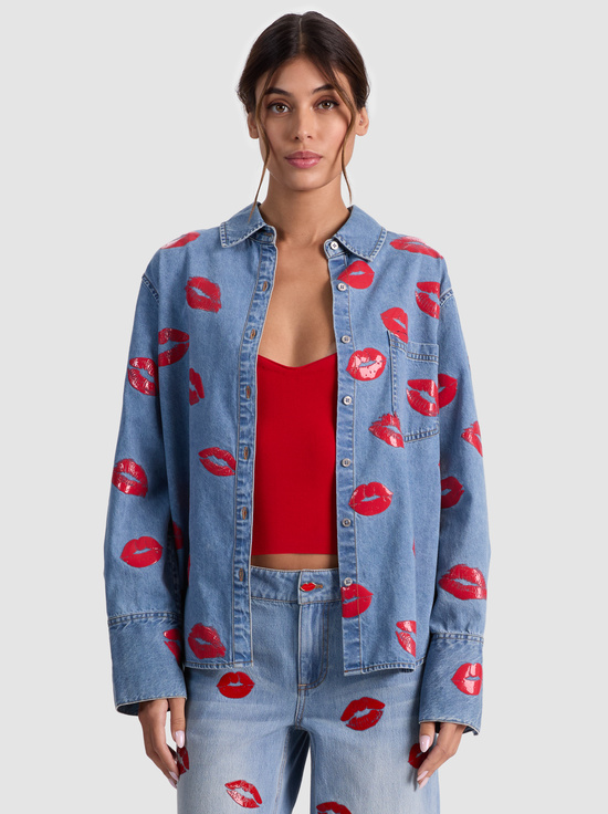 DENVER BRIGHT BLUE-FINELY OVERSIZED BUTTON DOWN