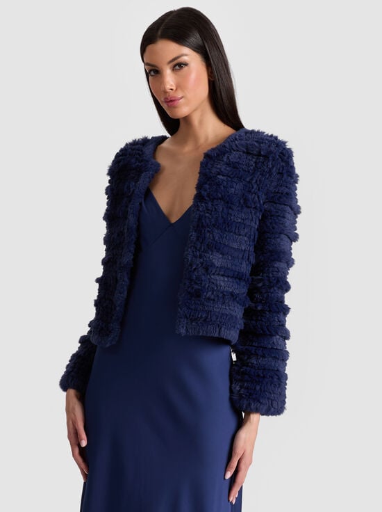 INDIGO-FAWN FAUX FUR JACKET