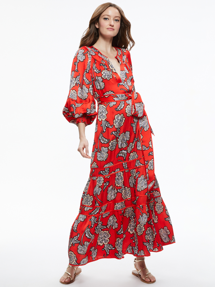 LYLA BLOUSON SLEEVE TUNIC MIDI DRESS - LANDMARK image 4 - Alice And Olivia