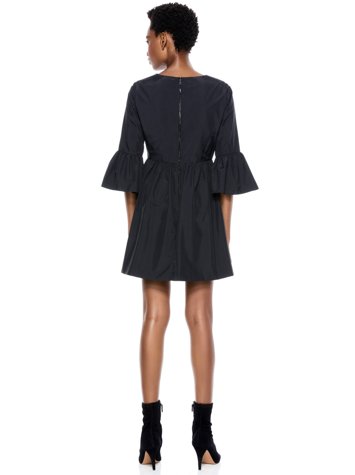 AUGUSTA RUFFLE SLEEVE MINI DRESS - BLACK image 3 - Alice And Olivia