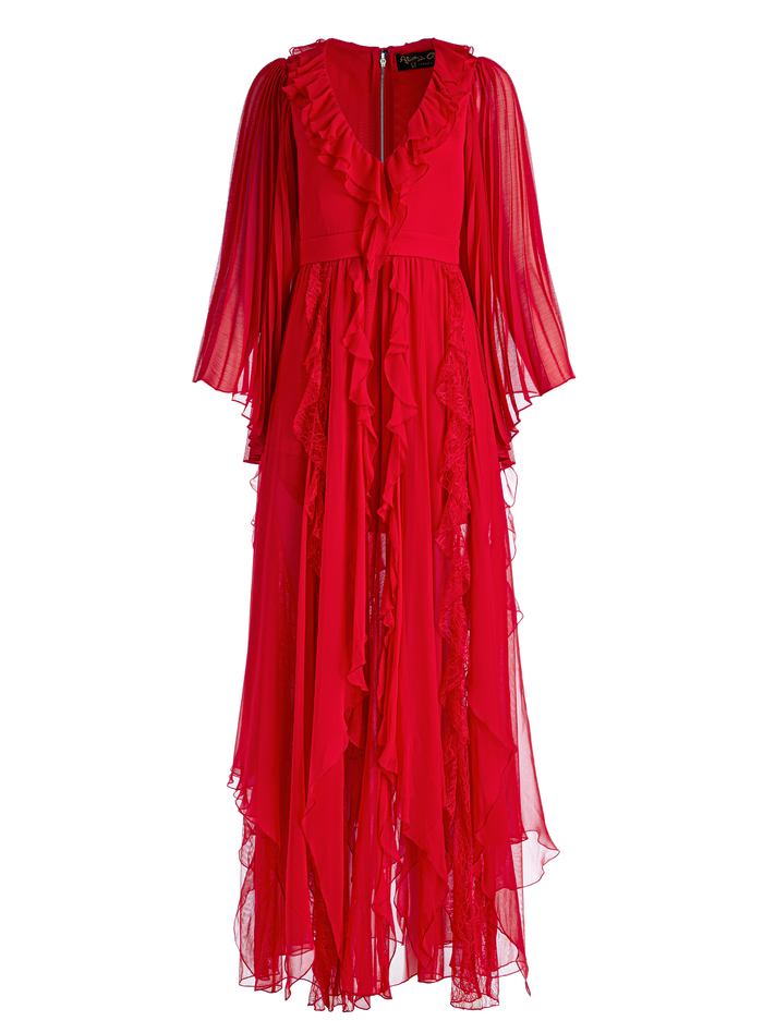 DAY SUNBURST SLEEVE MAXI DRESS - PERFECT RUBY image 5 - Alice And Olivia