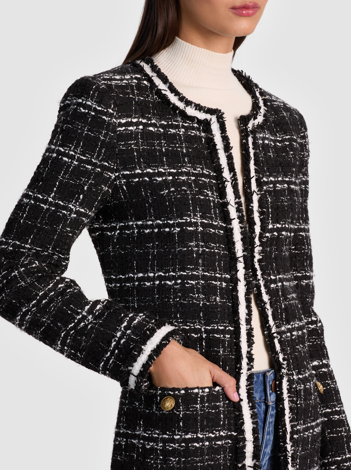 KIDMAN MAXI JACKET - BLACK/OFF WHITE image 3 - Alice And Olivia