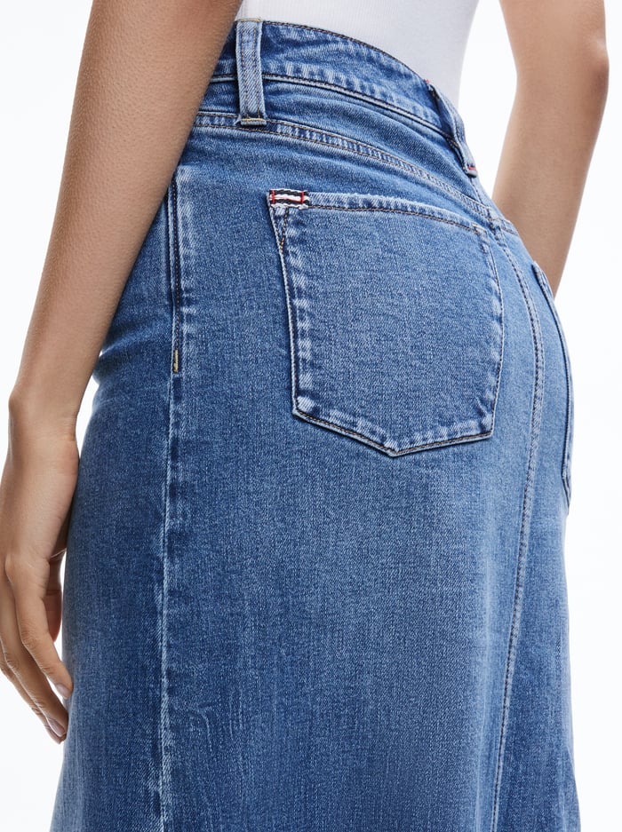 RYE DENIM MAXI SKIRT - BROOKLYN BLUE image 3 - Alice And Olivia