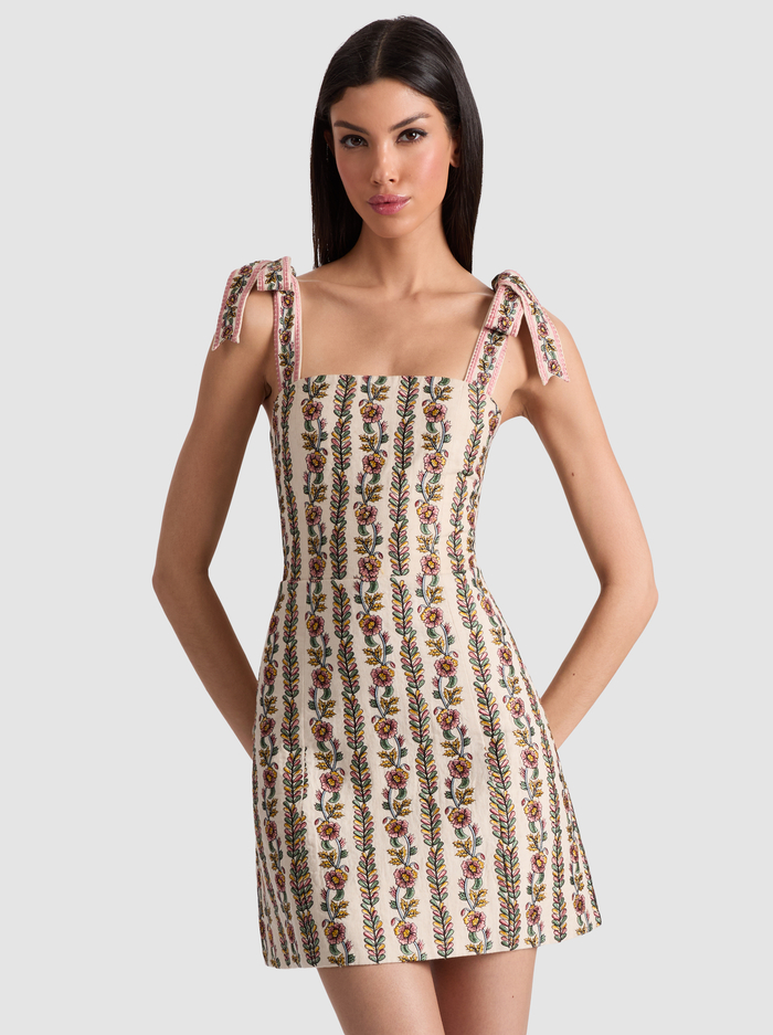 MARYANN MINI DRESS - OFF WHITE/MULTI image 3 - Alice And Olivia