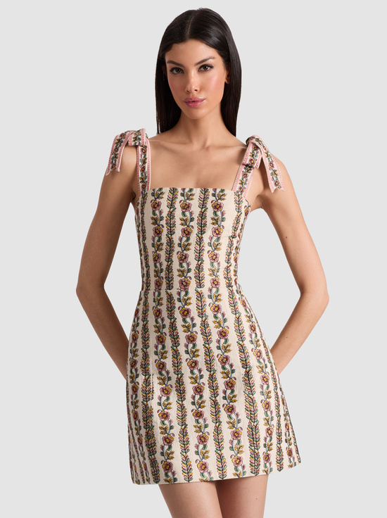 OFF WHITE/MULTI-MARYANN MINI DRESS