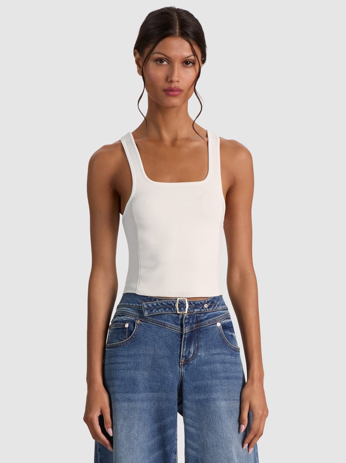 DEVIN SIDE PANEL TANK - SOFT WHITE - ALICE + OLIVIA