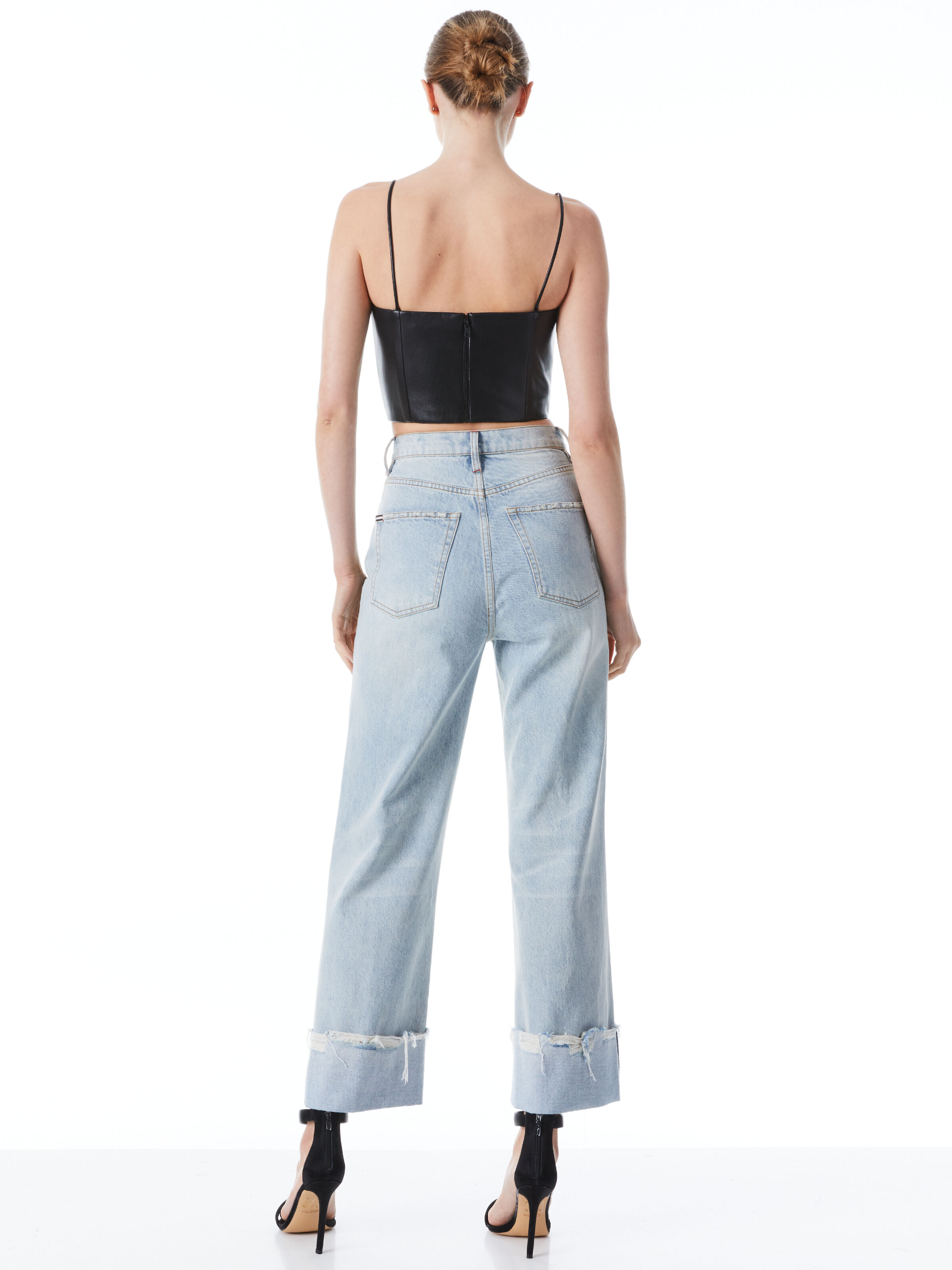 Tamica Feather Detail Top In Black | Alice + Olivia