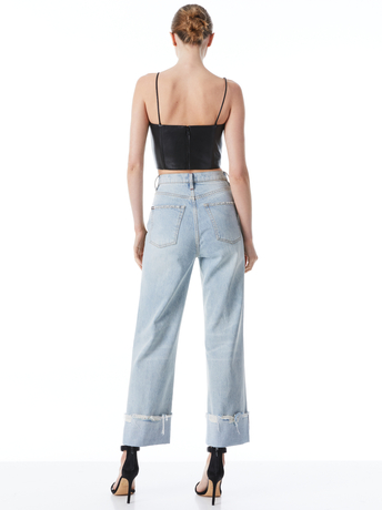 BLACK-PEARLE VEGAN LEATHER SPAGHETTI STRAP BUSTIER