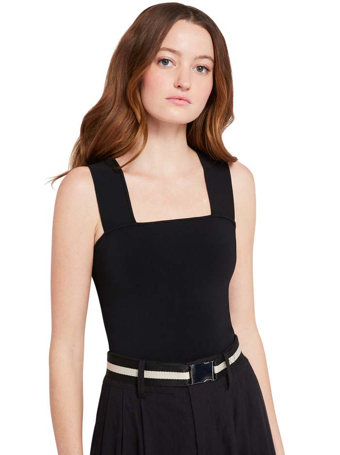 RASHIDA SQUARE NECK CROPPED TANK - BLACK image 1 - Alice And Olivia