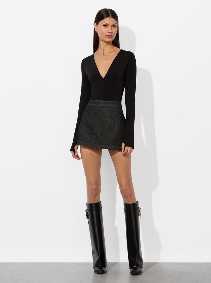 OLEA LONG SLEEVE BODYSUIT - BLACK image 1 - Alice And Olivia