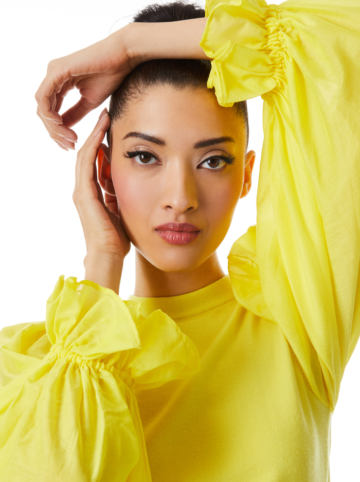 KIRIE COMBO SLEEVE PULLOVER - SUNFLOWER COMBO image 3 - Alice And Olivia