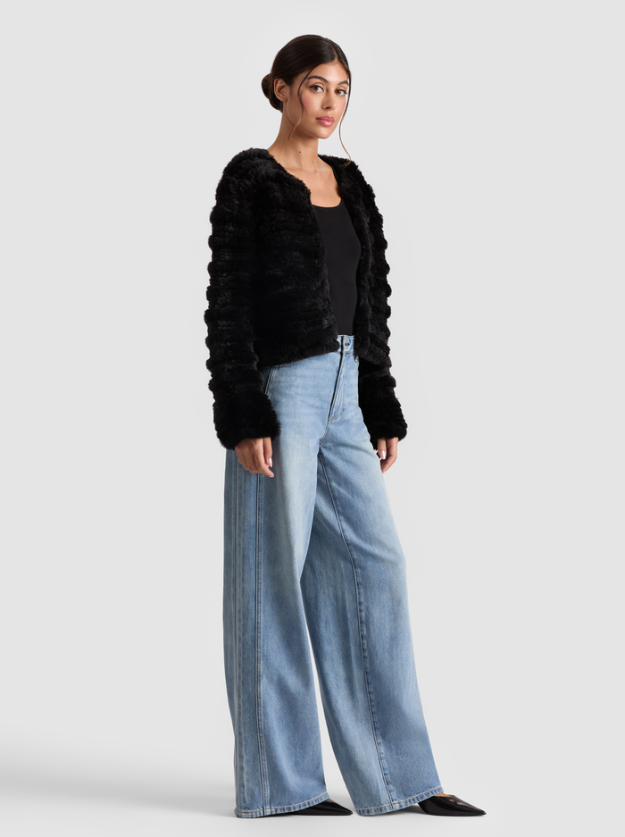 FAWN FAUX FUR JACKET - BLACK image 4 - Alice And Olivia