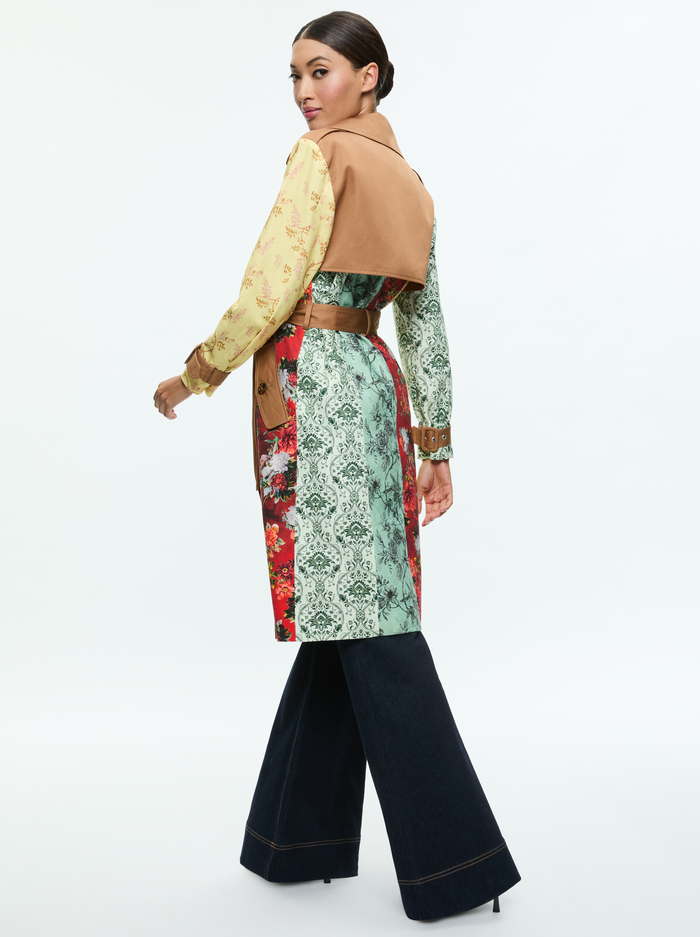KEITH MIDI TRENCH WITH LACE DETAIL - TAN/MULTI image 2 - Alice And Olivia