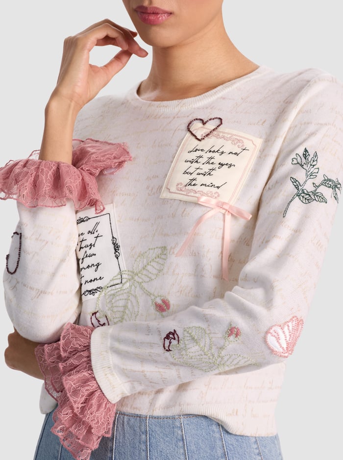 CAROLANN PULLOVER - ECRU MULTI image 3 - Alice And Olivia