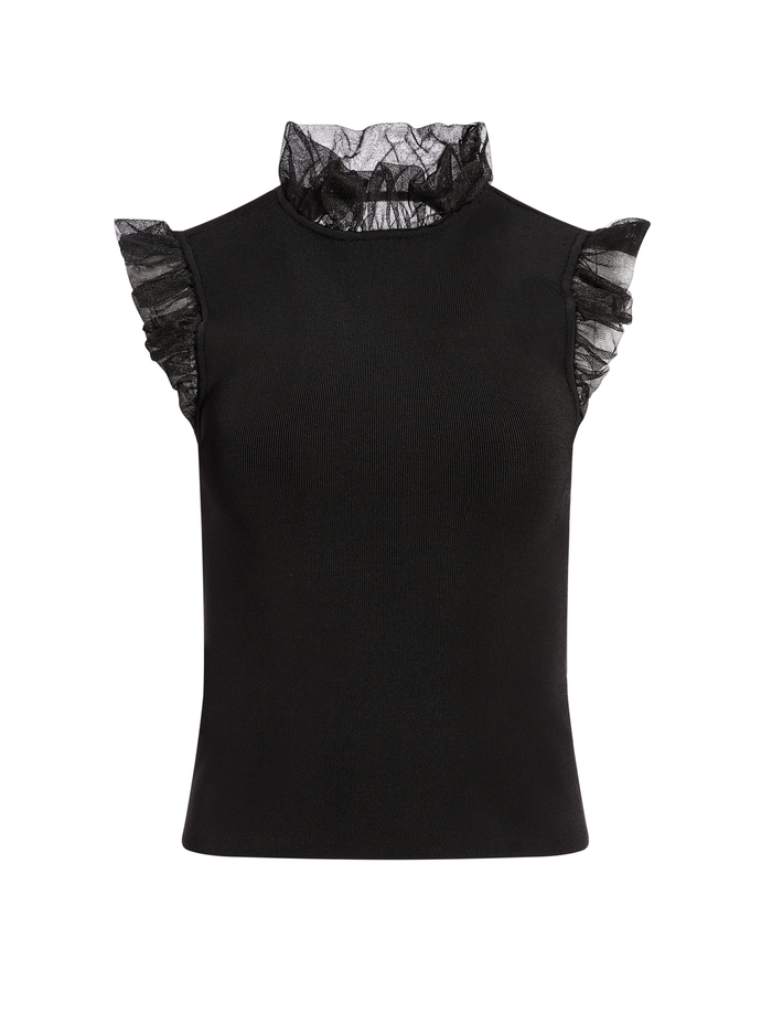 KERRIE RUFFLED OPEN BACK TANK - BLACK image 5 - ALICE + OLIVIA