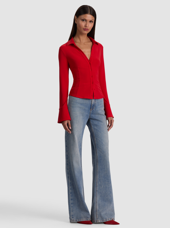 FREYA BUTTON DOWN TOP - CHILI PEPPER image 4 - ALICE + OLIVIA