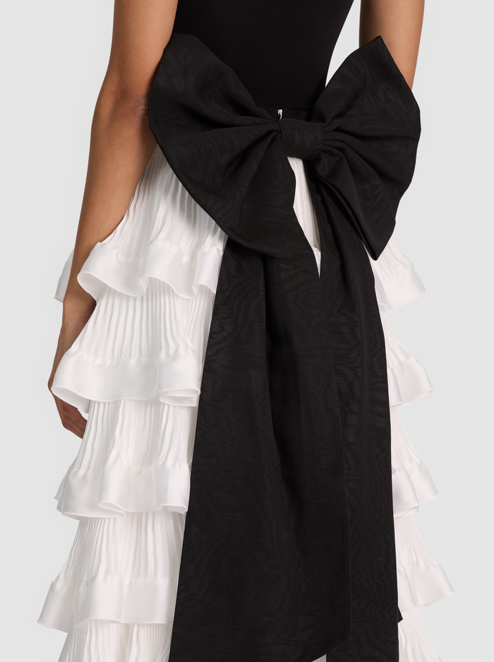 AVANA BOW BACK TIERED GOWN SKIRT - OFF WHITE/BLACK image 3 - ALICE + OLIVIA