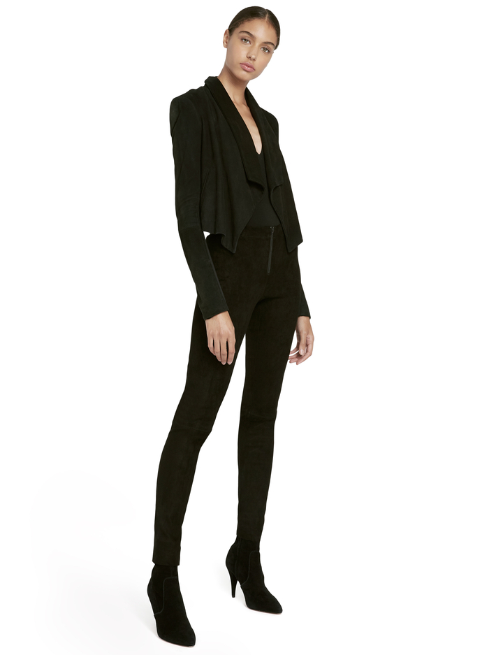 HARVEY OPEN FRONT SUEDE JACKET - BLACK image 2 - Alice And Olivia