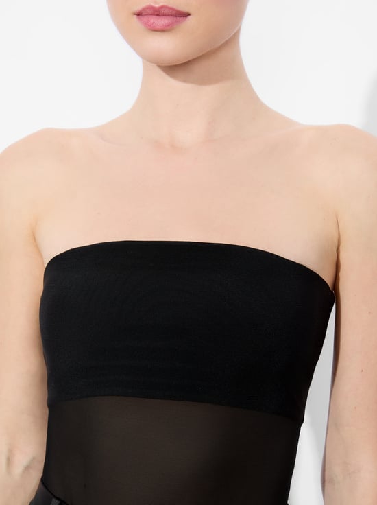 BLACK-BANDEAU STRAPLESS BODYSUIT